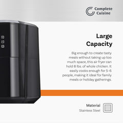 CC-7000-DG-AF 7-Quart Air Fryer, Oil-Free Air Cooker with Digital Display and Controls