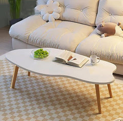 Cloud Shape Irregular Wood Coffee Table,Small Oval Coffee Table-Mid Century Modern Tea Table,for Living Room Center Minimalist Display End Table,Small Space Coffee Cocktail Table