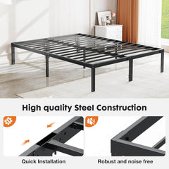King Size Bed Frame, Heavy Duty Metal Platform Beds with Sturdy Steel Slat Support, Under Bed Storage, Noise Free, Easy Assembly, Black (King)