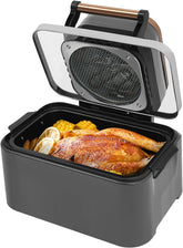 12.68QT Glass Air Fryer with Pull-Out Drawer, 1400W Family Size Oven with View Window, Adjustable Setting 176-382 ℉ & 0-65 minutes Auto Shutoff - for Baking, Roasting, Frying (Style 2 - Black)