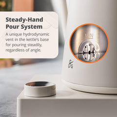 Greater Goods Electric Gooseneck Kettle, 1200W Stainless Steel with Precision Temperature Control, Fast Boil, BPA-Free, Ideal for Pour Over Coffee and Tea,1L (Birch)