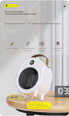 Desktop Heater Small Home Bedroom Portable Heater Digital Timer Heating with 2 Heating Settings, 1000W, White