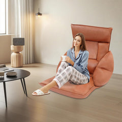 Adjustable Floor Lazy Sofa Chair, Adjustable Lazy Sofa with Armrests, 50x29.53in Tilt Household Backrest floor Couch with Headrest, 220 lbs Load-Bearing, 5 Lumbar Part Adjustment Gears (Navy Blue)