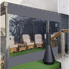 Outdoor Vinyl Curtains Gazebo Windscreen, Clear Tarp Waterproof Weather Resistant, 0.5mm Thick, for Pergola,Porch,Gazebo (Color : Black, Size : 2.2x2.5m/7.2x8.2ft)