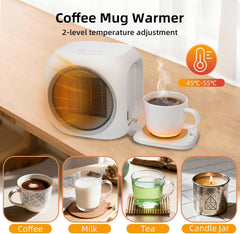 Space Heater with Mug Warmer, Electric Space Heaters for Indoor Use with Thermostatc, Portable Heater for Bedroom, Office, Large Room Use