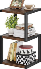 Side Table with 3-Tier Storage, S-Shape Bedside End Table for Small Spaces, 29.5'' Tall Nightstand for Living Room, Bedroom, Nursery, Easy Assembly, White