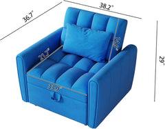 3 in 1 Convertible Folding Sofa, Modern Pull Out Single Couch Bed with Adjustable Back, Velvet Futon Sleeper Chair for Small Spaces Living Rooms Apartment Office (Dark Gray)