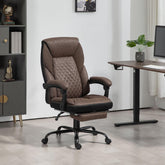 Executive Office Chair with Footrest, Large and Tall Ergonomic Chair, Height-Adjustable Reclining Swivel Office Chair (Black)