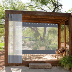 Waterproof Outdoor Clear Tarp Curtain 0.5mm Pergola Side Panels for Yard Gazebo Window, with Bungee Ball, Customizable (Color : Gray, Size : 2.1x2.5m/6.9x8.2ft)