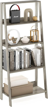 Furinno Ladder Bookcase Display Shelf, 5-Tier, Espresso