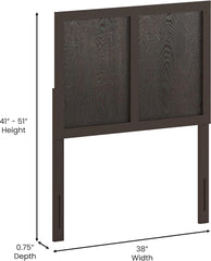 Merrick Lane Grady Twin Size Wooden Headboard Only, Two Panel Headboard in Dark Brown