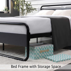 RIDFYIndustrial Queen Bed Frame with Headboard and Footboard, Heavy Duty Metal Platform Bed Frame with Storage Space, Rustic Camas Queen, Mattress Foundation/Box Spring Needed/Noise-Free/Easy Assembly