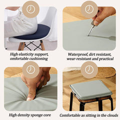 Bar Stool Cushion Square with Ties 11/12/13/14/16/18/20 in, PU Leather Chair Cushion Textured Barstool Pad - Seat Cushion for Office, Kitchen, and Dining Room Chairs(5,28x3cm/11x1.2in)