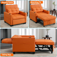 Modern Convertible Sleeper Sofa Bed, 3-in-1 Adjustable Futon Couch with Storage & Removable Armrests for Apartment, Studio, Office, Small Spaces (Green)