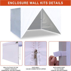 Eurmax USA Full Zippered Walls for 10x20 Easy Pop Up Canopy Tent,4 Walls ONLY(Turquoise)