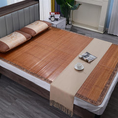 Folding Mattress Bamboo,bamboo Mat For Bed,Breathable Carbonized Bamboo Summer Sleeping Mat,Foldable Double Sided Bamboo Mat,with Pillowcase, For Bed| Bedroom Essential For Summer Sleeping(B,1.5*1.95m