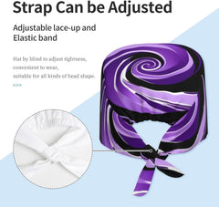 Cleaning Working Cap Purple Swirl Printed Chef Hat for Women & Men, Adjustable, Breathable