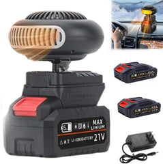 Battery Operated Space Heater, Portable Car Battery Powered Heater, Rechargeable Window Defroster Defogger, Cordless Heater Fan with Battery Charger, Anti Tilt Design for Camping/Cars (10-cell*2)