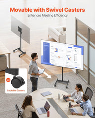 Rolling TV Stand for 17-55 Inch TVs, Mobile TV Cart with Wheels, Portable Adjustable Floor Stand, Max 44lbs, Living Room, Bedroom, Office