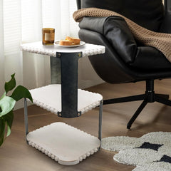 3-Tier End Table, Rustic Side Table with Metal Frame, Accent Bedside Table, 3 Tier Night Stands for Living Room, Bedroom, Entryway, Small Spaces (Rectangle)