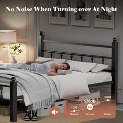 Metal Twin Bed Frames, Noise-Free Design & Underbed Storage Heavy Duty Bed Frames with Headboard No Box Spring Needed/Tool-Free Assembly