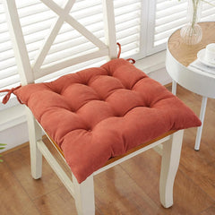 Thicken Corduroy Chair Cushion, Solid Color Seat Cushion Non Slip Dining Chair Pads with Ties, Student Rectangular Board Stool Cushion(Camel,10"x14"x2")