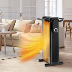 Tangkula 1500W Oil Filled Radiator Heater, Portable Electric Space Heater with 3 Heat Settings, Tip-Over & Double Overheat Protection, Portable Oil Heater with Hanging Racks for Indoor Use (Black)