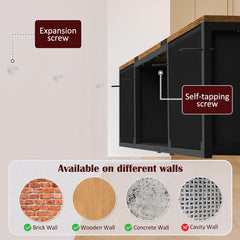 Vrisa Floating TV Stand Wall Mounted TV Console with Storage Floating Entertainment Center Media Console Shelf Cabinet for Under TV for Living Room Bedroom, Black