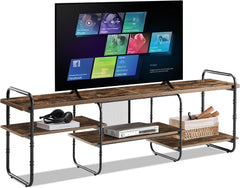 VECELO 75 inch TV Stand,TV Cabinet with 3-Tier Open Shelves,Vintage Wooden Style TV Console Table Entertainment Center for Living Room,Bedroom,Easy Assembly, fits up to 80 inch TV