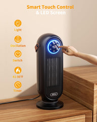 Space Heaters for Indoor Use, 16 Inch Portable Electric Heater for Office, 1500W Fast Heating Space Heater with Thermostat, 90°Oscillation, 12H Timer, Remote, Safe, Ultra-quiet Room Heater for Bedroom