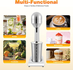 110V Electric Drink Mixer, 16 Ounce Stainless Steel Mixing Cup Drink Mixer, 2 Speeds Electric Drinking Maker for Kitchen Coffee Cooking Baking Milk Shake Machine