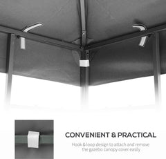 ESPIDOO 10x10 Ft Gazebo Replacement Canopy: Polyester UV Water-Repellent Tent Roof Cover - Double Tiered Design with Drain Holes & Ventilation for Outdoor Patio & Garden