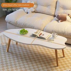 Cloud Shape Irregular Wood Coffee Table,Small Oval Coffee Table-Mid Century Modern Tea Table,for Living Room Center Minimalist Display End Table,Small Space Coffee Cocktail Table
