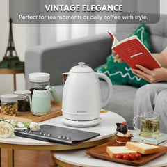 BUYDEEM K640 Stainless Steel Electric Tea Kettle with Auto Shut-Off and Boil Dry Protection, 1.7 Liter Cordless Hot Water Boiler with Swivel Base, 1440W, Mellow Yellow