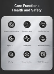 Electric Gooseneck Kettle, ±1°F Temperature Control, 1200W Rapid Heating, LCD Display, Timer, Keep Warm, 304 Stainless Steel, 0.9L, Black, for Drip Coffee, Tea Brewing (US Plug