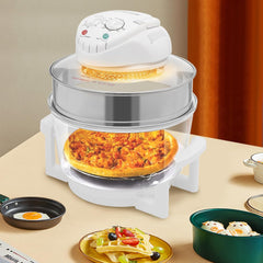 Air Fryer, 18Qt 17L Portable Glass Air Fryer, 360° Viewable Turbo Airy Fryer with Adjustable Temp, 1200W-1400W Electric Oven, Kitchen Appliances for Baking, Frying, Roasting, Steaming