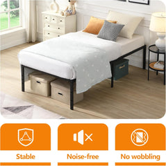 Heavy Duty Metal Queen Size Bed Frame, Steel Platform Bed Frame with Round Corner Legs, No Box Spring Needed, Noise Free, Easy Assembly (Queen)
