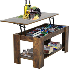 NChanmar Coffee Table for Living Room, Lift Top Coffee Table with Hidden Compartment and Storage Shelf, Living Room Furniture for Home, Office-Black