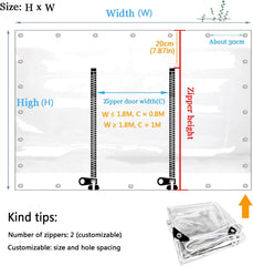 Transparent Gazebo Curtain with Zip Door,PVC Tarpaulin with Zipper,Outdoor Pergola Patio Porch Gazebo Carport Transparent Tarpaulin Side Panels with Zipper,customizable ( Size : H2.1xW2.5m/H6.8xW8.2ft