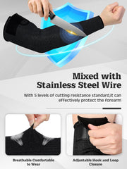 Ramede 2 Pairs Cut Resistant Sleeves Protective Arm Protectors with Adjustable Strap Forearm Sleeves for Men Women