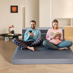 Folding Sofa Bed, 4 in 1 Memory Sponge Floor Couch, Convertible Sleeping Foldable Mattress, Floor Sofa Bed Guest Bed for Living Room, Home, Office, Apartments Dark Gray