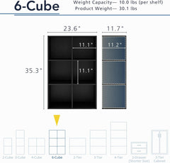 HOMES: INSIDE + OUT Apexa 3 Cube Storage Organizer Shelves, Stackable Wood Bookcase Fits Cubby Bins for Organization, Dorm Teen Room Decor & Home Office, White
