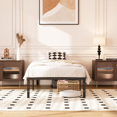 Full Size Bed Frame, 14-Inch Tall Heavy-Duty Platform with Under-Bed Storage, Sturdy Metal Bed Frame for Mattress Support, No Box Spring Needed, Quiet Design, Easy Assembly, Black