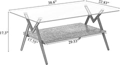 A Rectangular Coffee Table in The Living Room, Modern Metal Legs and Tempered Glass countertops, MDF Board Shelves, and a Coffee Table in The Waiting Room