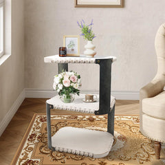 3-Tier End Table, Rustic Side Table with Metal Frame, Accent Bedside Table, 3 Tier Night Stands for Living Room, Bedroom, Entryway, Small Spaces (Rectangle)