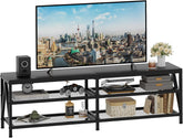 TV Stand for TVs up to 60 Inch, 43" Long Industrial TV Console Table with 3-Tier Storage Shelves, Entertainment Center for Living Room, Bedroom (Black)