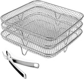 8 Inch Air Fryer Rack Square Three Stackable Racks,Stainless Steel Multi-Layer Dehydrator Rack,Air Fryer Accessories