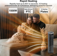 Portable Space Heater, 1500W Ceramic Heating Fan with Thermostat, Remote Control, 3 Heating Modes, 70° Oscillation, Ideal for Office, Home, and Bedroom Use