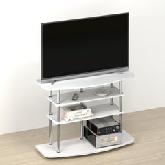 Handa TV Stand, Entertainment Center with 4-Tier Shelves, for TV up to 46 inch, Easy Assembly, for Living Room, Cream Oak