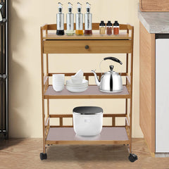 3 Tier Rolling Cart, 27.5"×11.8"×32", Portable Removable Kitchen Trolley Serving Cart with Drawer & Universal Wheels, Storage Organizer Utility Cart for Living Room Kitchen Home Bar